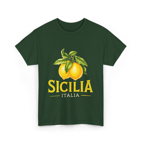 Sicilia Italia Lemons Sicilian T-Shirt - Forest Green