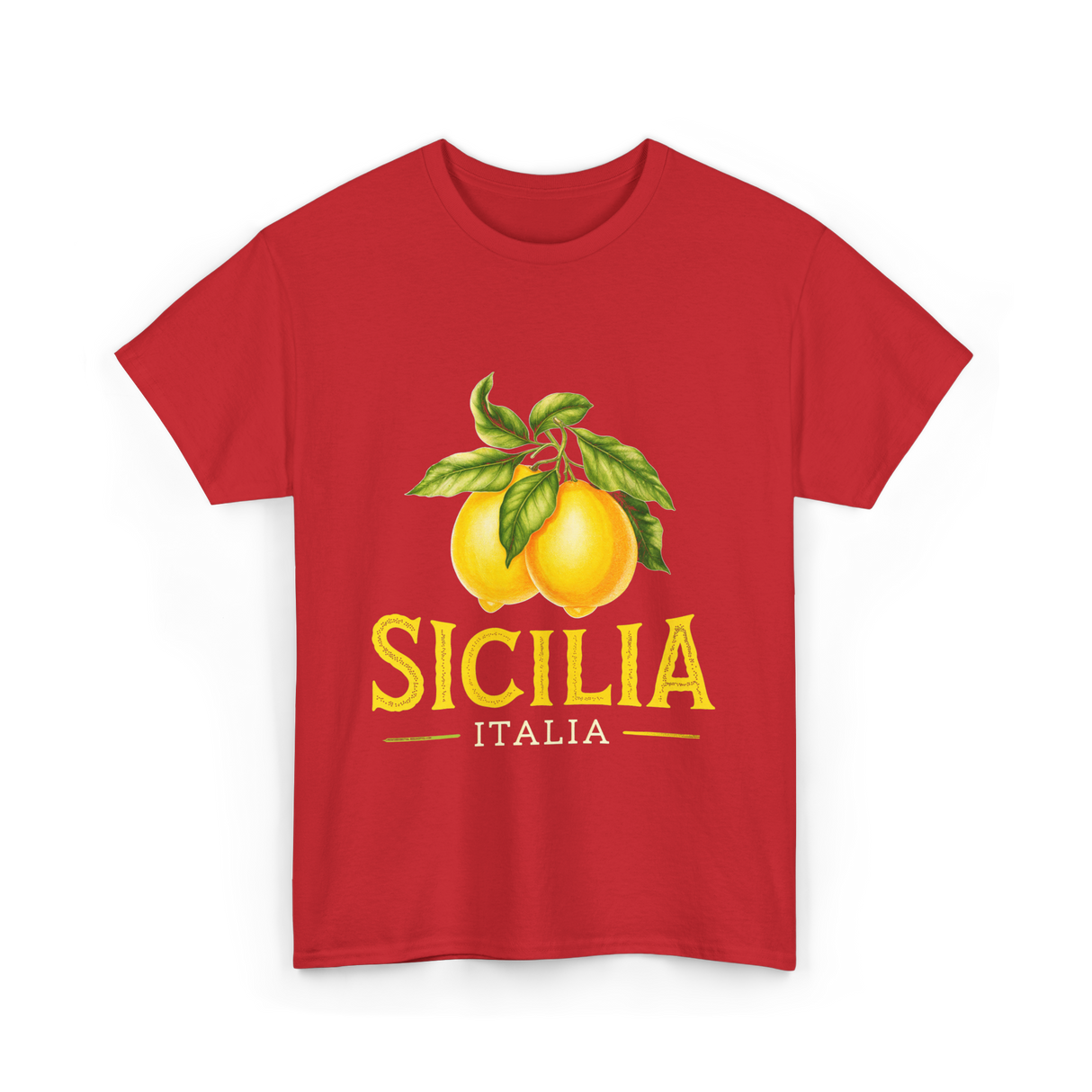 Sicilia Italia Lemons Sicilian T-Shirt - Red