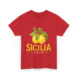 Sicilia Italia Lemons Sicilian T-Shirt - Red