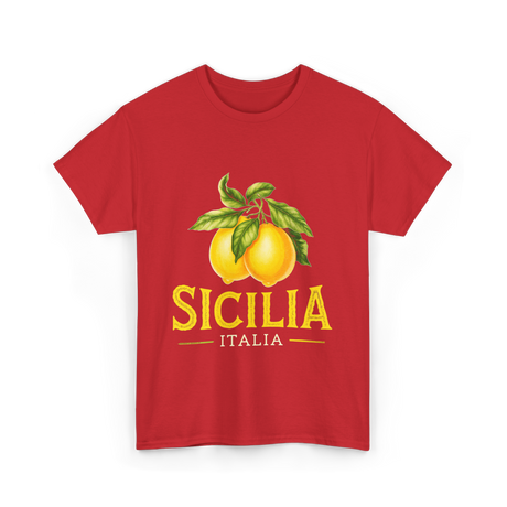 Sicilia Italia Lemons Sicilian T-Shirt - Red