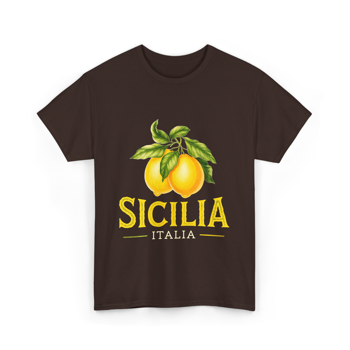 Sicilia Italia Lemons Sicilian T-Shirt - Dark Chocolate