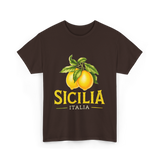 Sicilia Italia Lemons Sicilian T-Shirt - Dark Chocolate