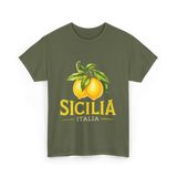 Sicilia Italia Lemons Sicilian T-Shirt - Military Green