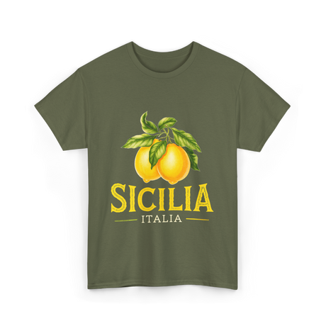 Sicilia Italia Lemons Sicilian T-Shirt - Military Green