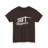 Sift Happens Sifting Gold Panning T-Shirt - Dark Chocolate