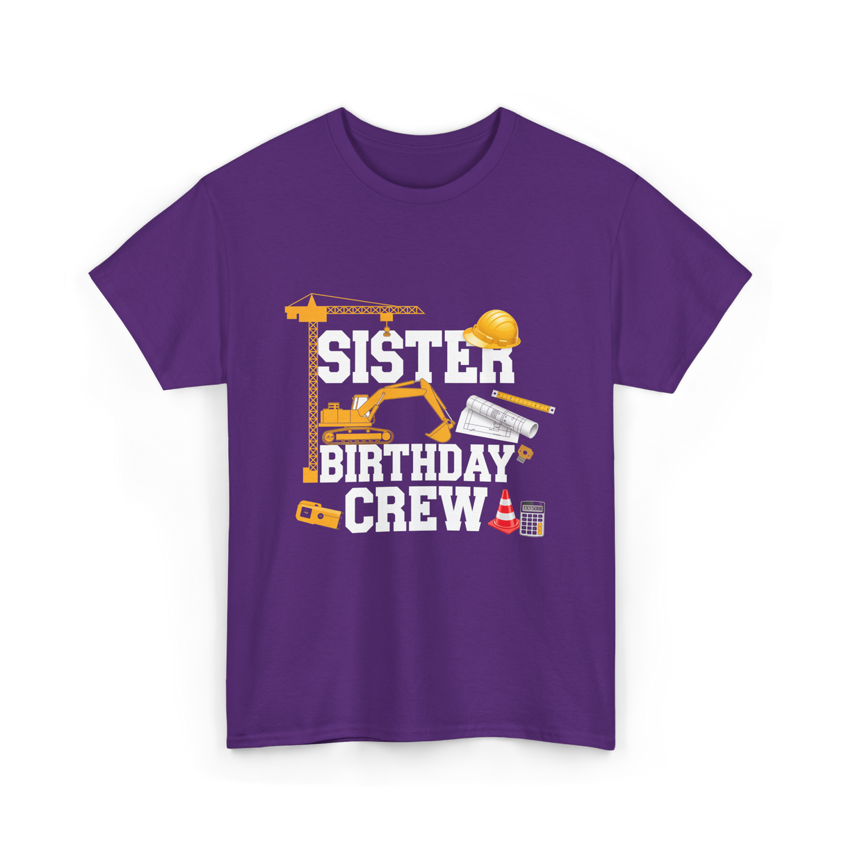 Sister Birthday Crew Construction T-Shirt - Purple