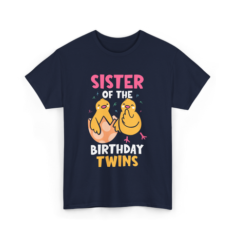 Sister of the Birthday Twins Celebrating T-Shirt - Navy