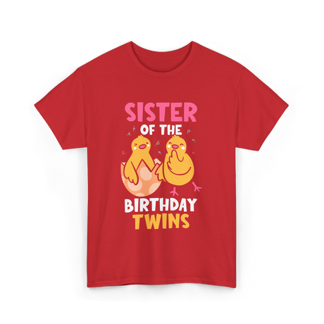 Sister of the Birthday Twins Celebrating T-Shirt - Red