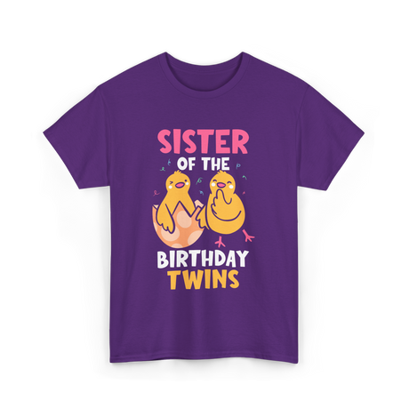 Sister of the Birthday Twins Celebrating T-Shirt - Purple