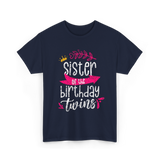 Sister of the Birthday Twins Celebration T-Shirt - Navy