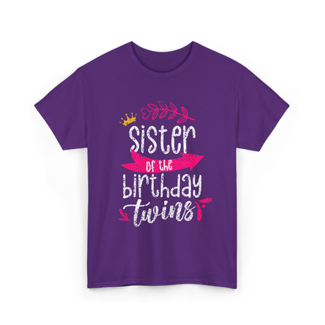 Sister of the Birthday Twins Celebration T-Shirt - Purple