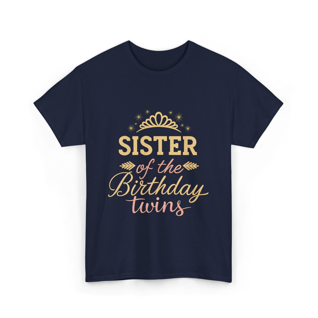 Sister of the Birthday Twins Party T-Shirt - Navy