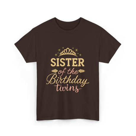 Sister of the Birthday Twins Party T-Shirt - Dark Chocolate