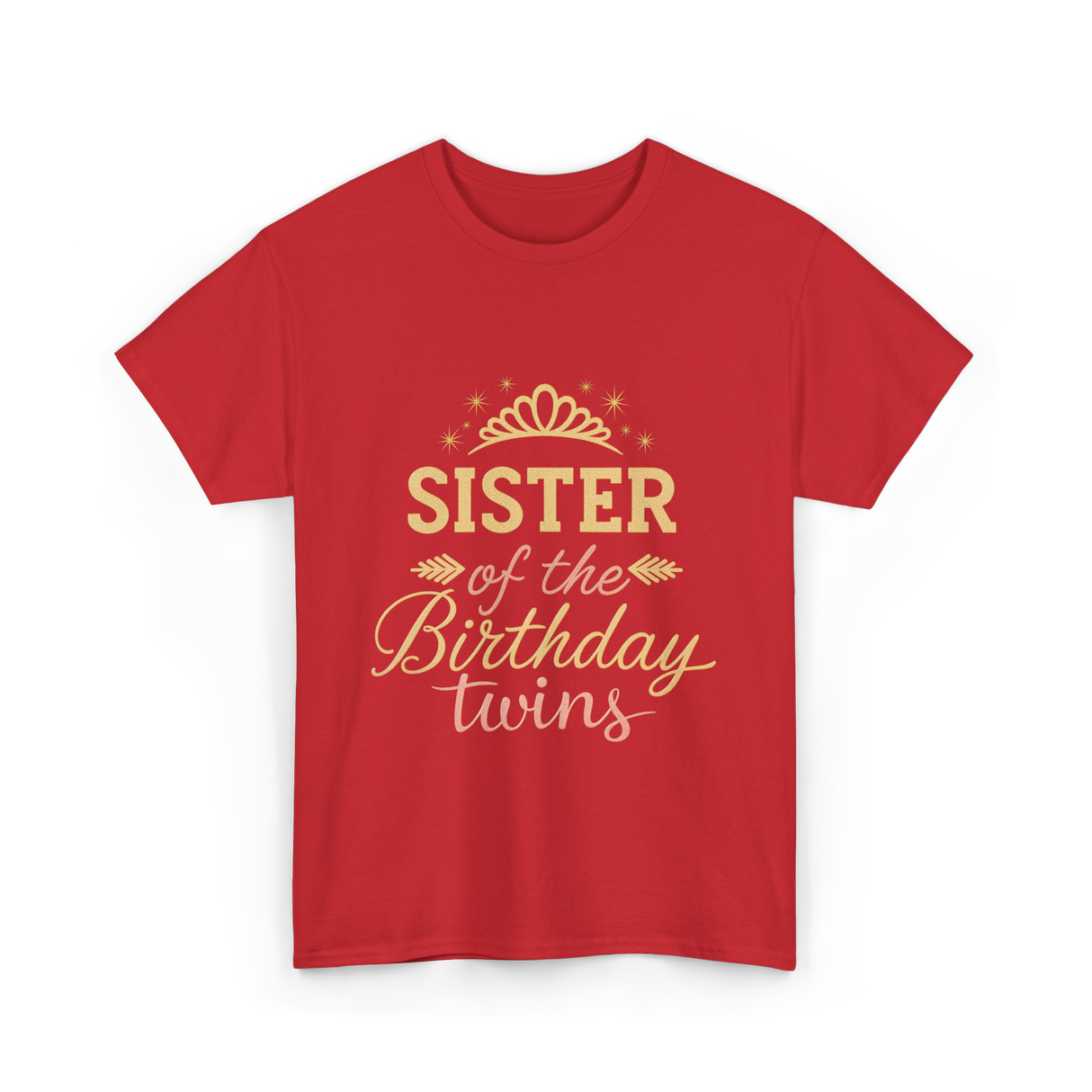 Sister of the Birthday Twins Party T-Shirt - Red