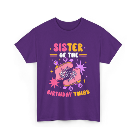 Sister of the Birthday Twins Rollerskates T-Shirt - Purple