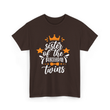 Sister Of The Birthday Twins T-Shirt - Dark Chocolate