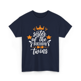 Sister Of The Birthday Twins T-Shirt - Navy