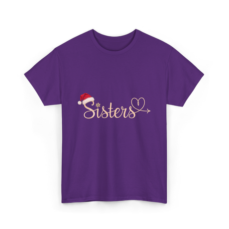 Sisters Heart Christmas Sisters T-Shirt - Purple