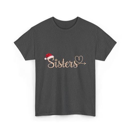 Sisters Heart Christmas Sisters T-Shirt - Dark Heather