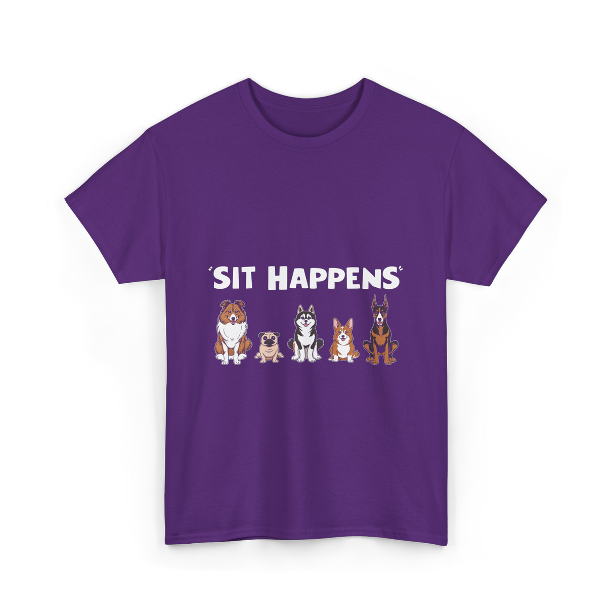 Sit Happens Dogs Canines Dog T-Shirt - Purple