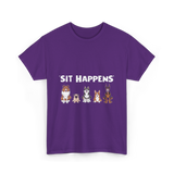 Sit Happens Dogs Canines Dog T-Shirt - Purple