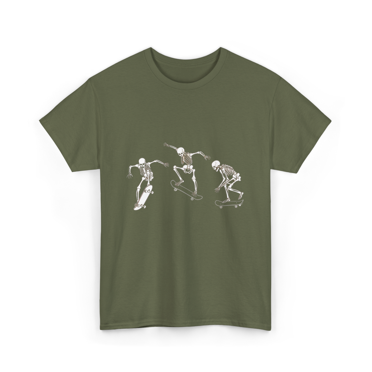 Skateboarding Skeletons Skeleton Skater T-Shirt - Military Green