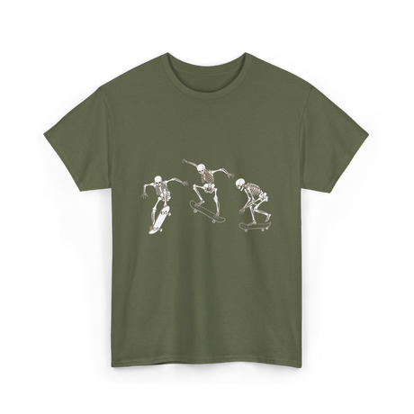 Skateboarding Skeletons Skeleton Skater T-Shirt - Military Green