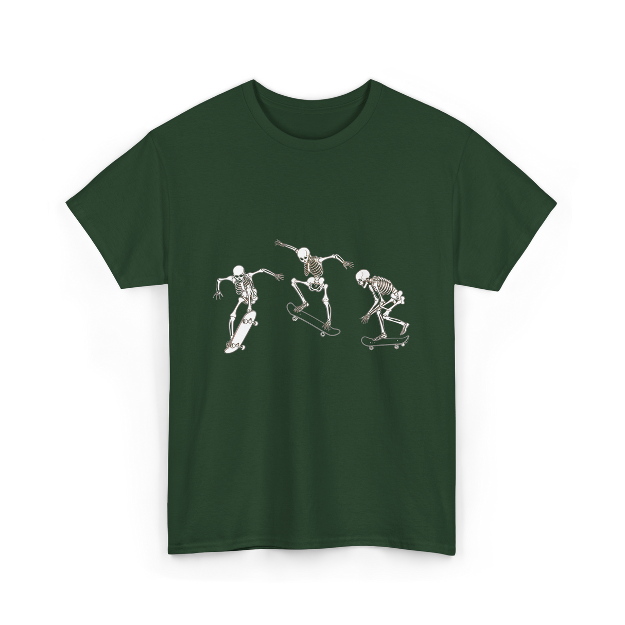 Skateboarding Skeletons Skeleton Skater T-Shirt - Forest Green