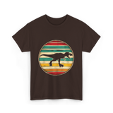 Skating Dinosaur Roller Retro T-Shirt - Dark Chocolate