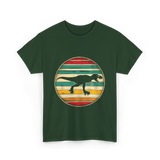 Skating Dinosaur Roller Retro T-Shirt - Forest Green