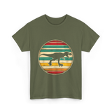 Skating Dinosaur Roller Retro T-Shirt - Military Green