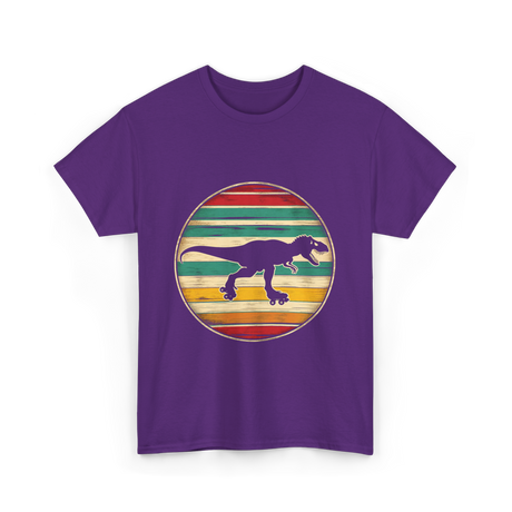 Skating Dinosaur Roller Retro T-Shirt - Purple