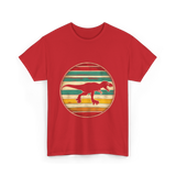 Skating Dinosaur Roller Retro T-Shirt - Red