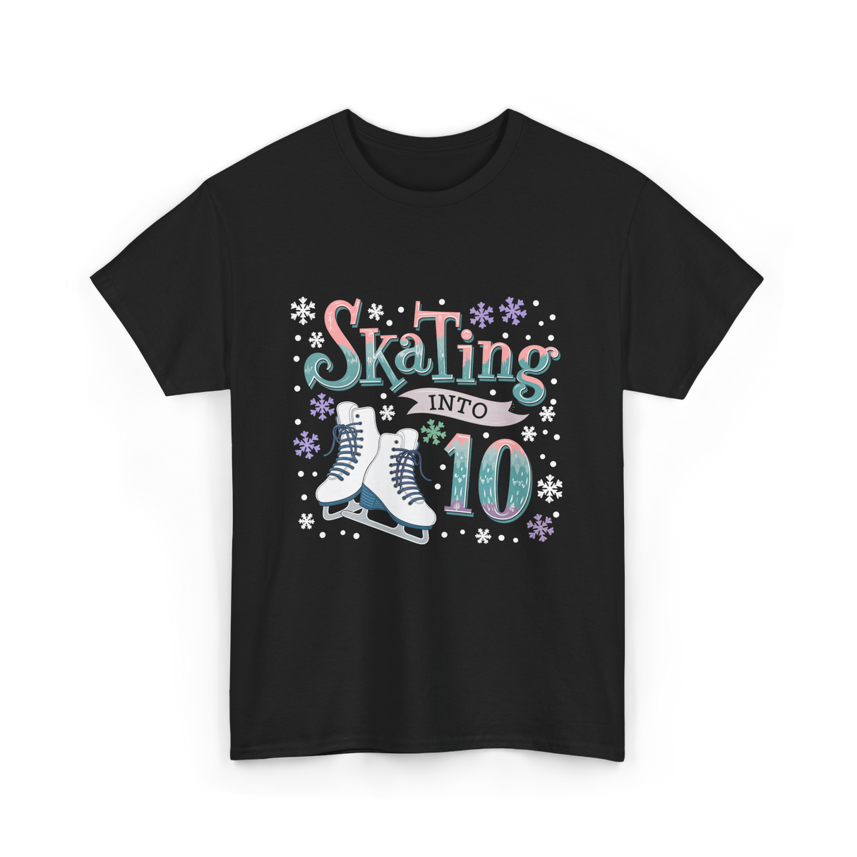 Skating into 10 Birthday Celebration T-Shirt - Black