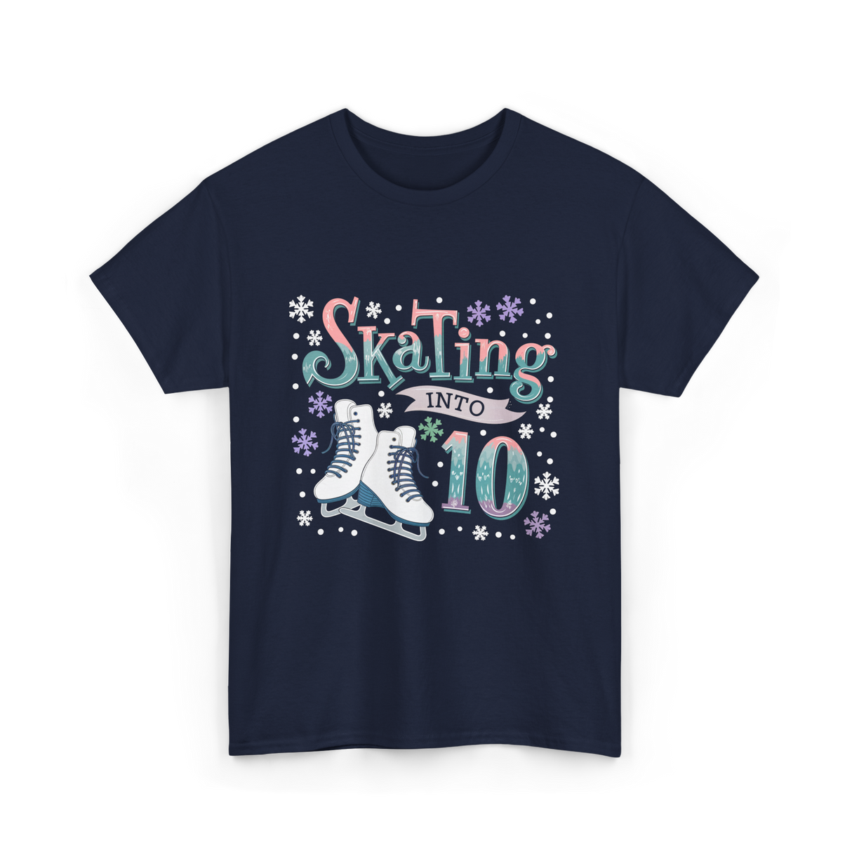 Skating into 10 Birthday Celebration T-Shirt - Navy