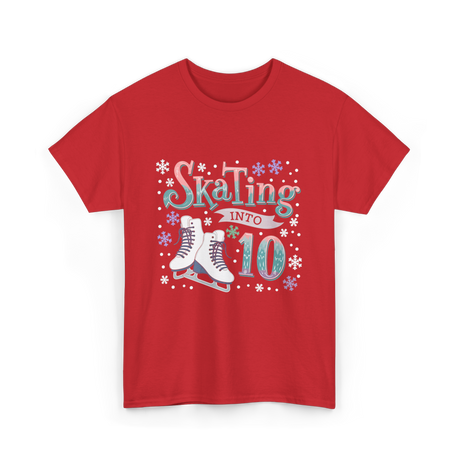 Skating into 10 Birthday Celebration T-Shirt - Red