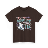 Skating into 10 Birthday Celebration T-Shirt - Dark Chocolate