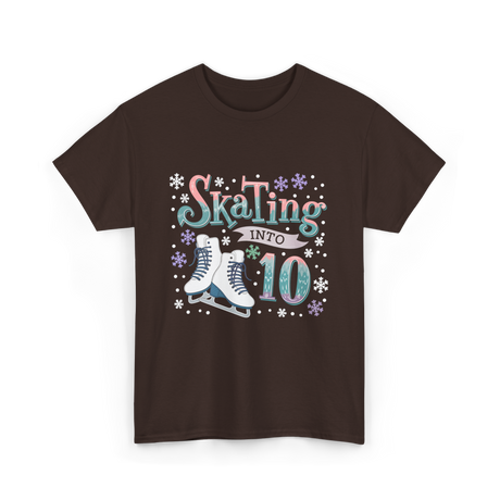 Skating into 10 Birthday Celebration T-Shirt - Dark Chocolate