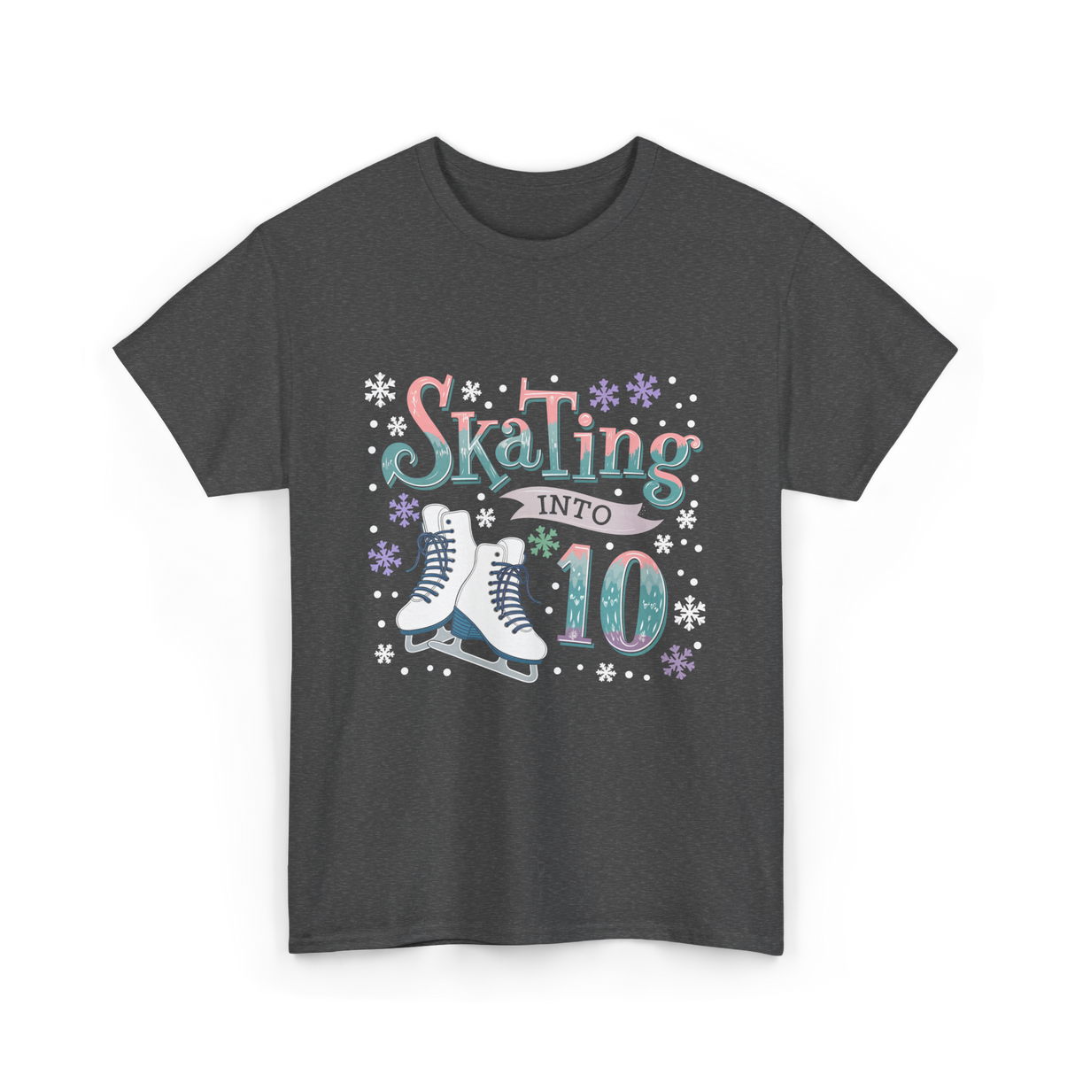 Skating into 10 Birthday Celebration T-Shirt - Dark Heather