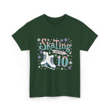 Skating into 10 Birthday Celebration T-Shirt - Forest Green