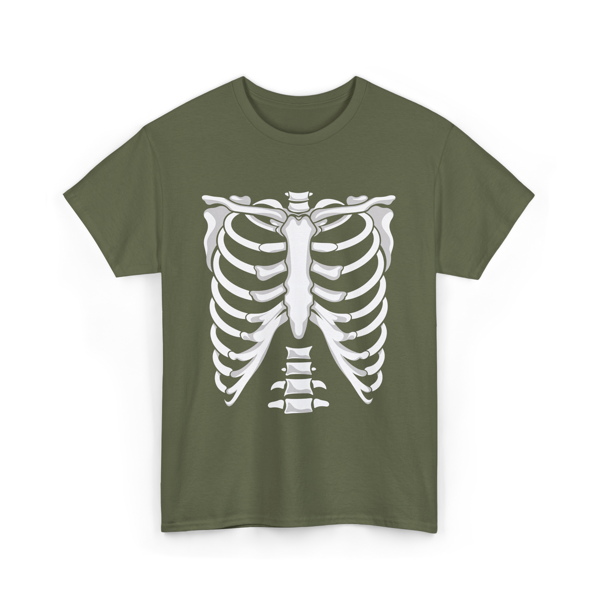 Skeleton Anatomy Rib Cage T-Shirt - Military Green