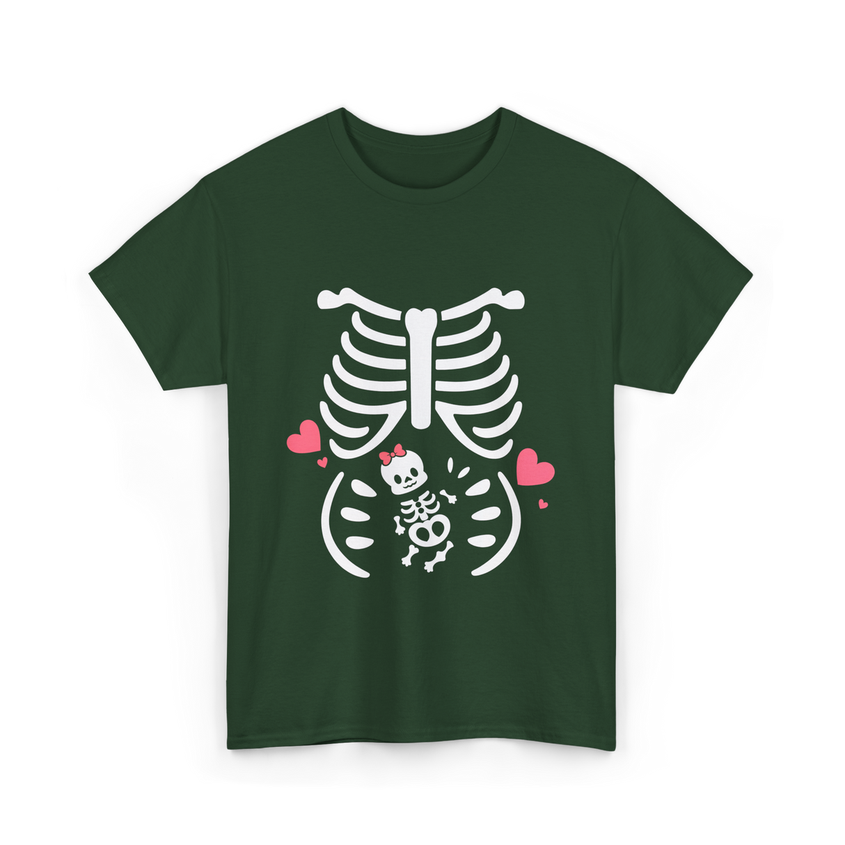 Skeleton Baby Love Maternity T-Shirt - Forest Green