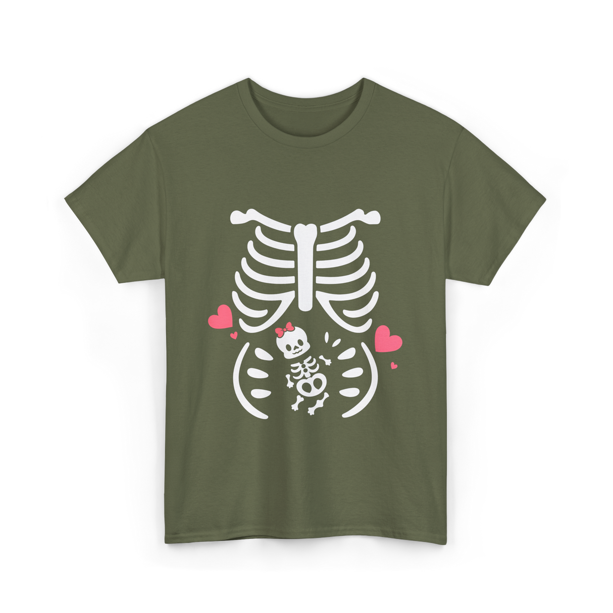 Skeleton Baby Love Maternity T-Shirt - Military Green