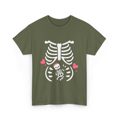 Skeleton Baby Love Maternity T-Shirt - Military Green