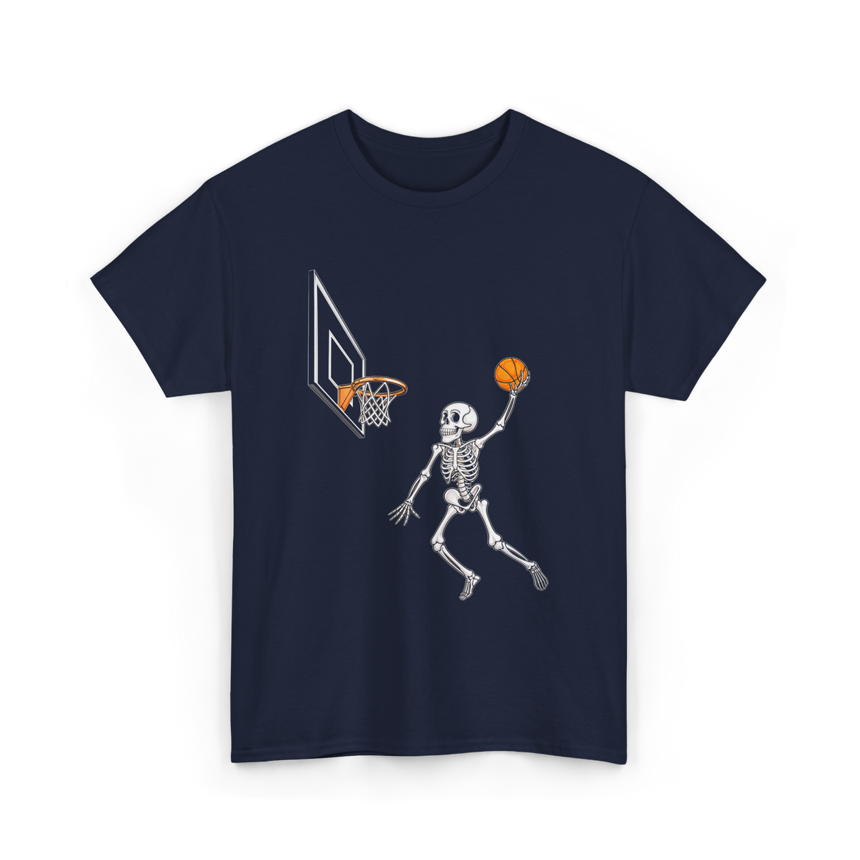 Skeleton Basketball Player Halloween T-Shirt - Navy