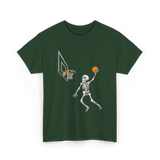 Skeleton Basketball Player Halloween T-Shirt - Forest Green