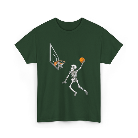 Skeleton Basketball Player Halloween T-Shirt - Forest Green