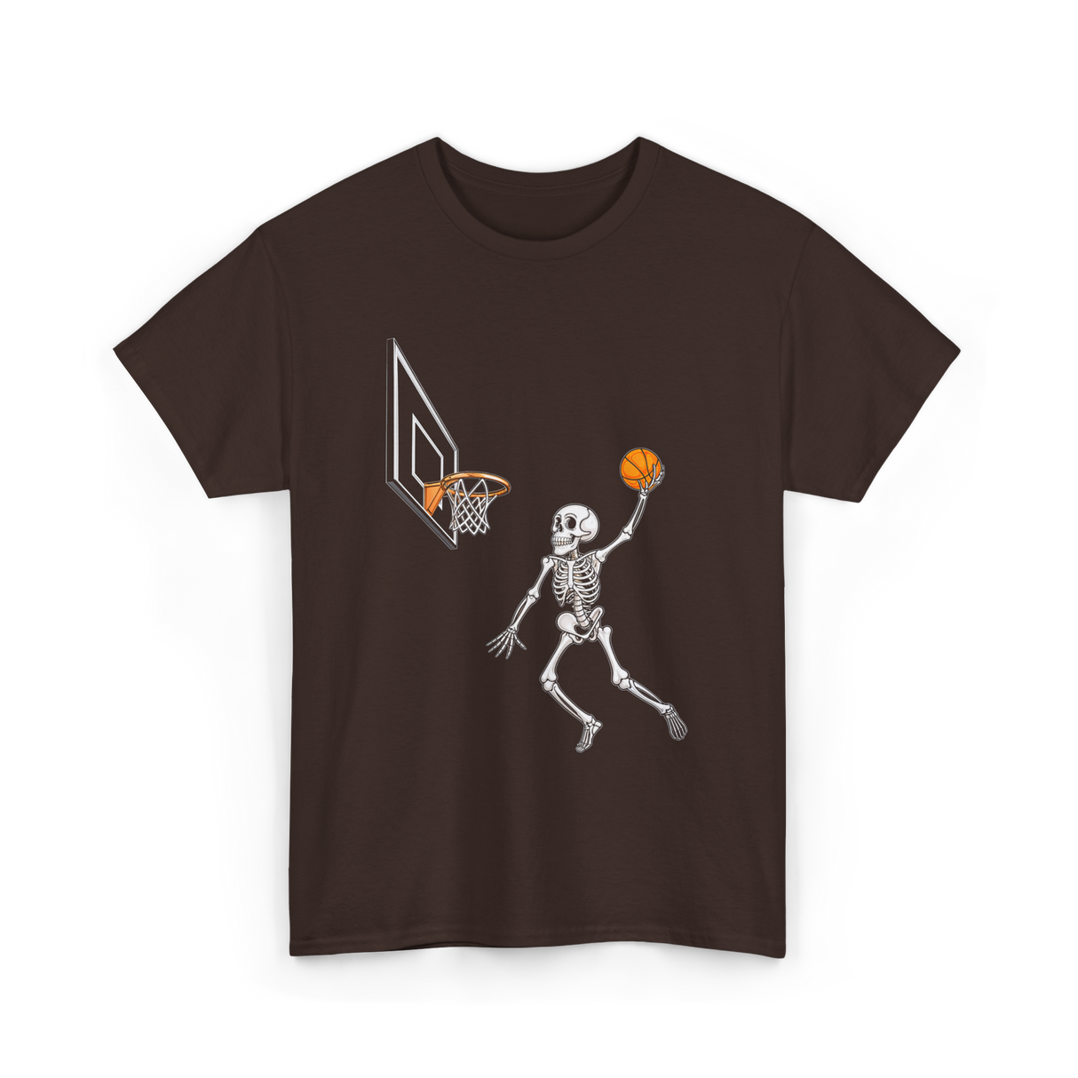 Skeleton Basketball Player Halloween T-Shirt - Dark Chocolate