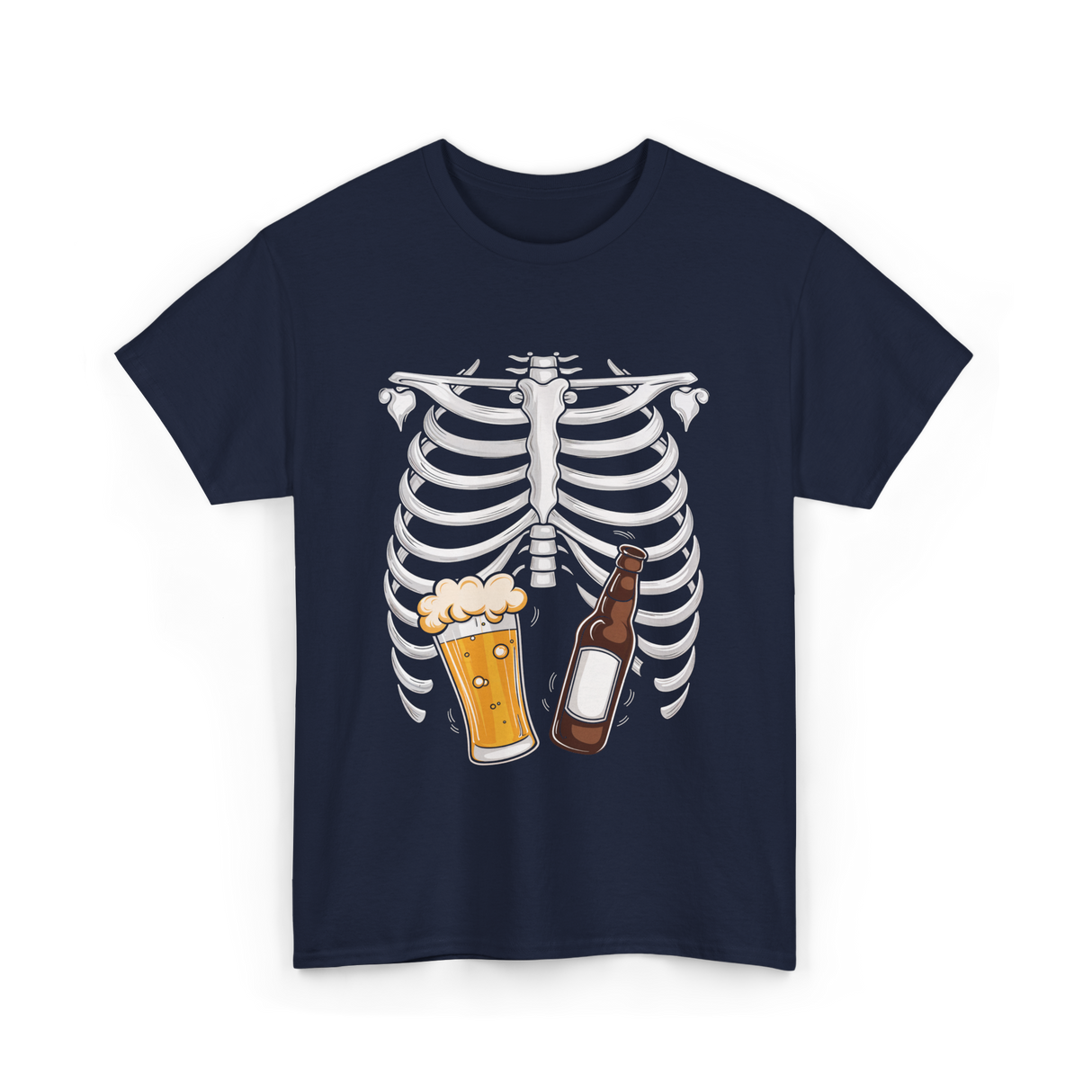 Skeleton Beer Belly Skeleton T-Shirt - Navy