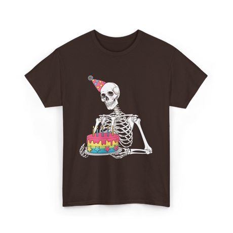 Skeleton Birthday Party Birthday T-Shirt - Dark Chocolate